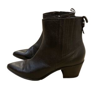 Franco Sarto Shay Black Leather Ankle Boot 10